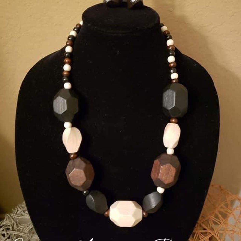 Wood Necklace and Earring Set